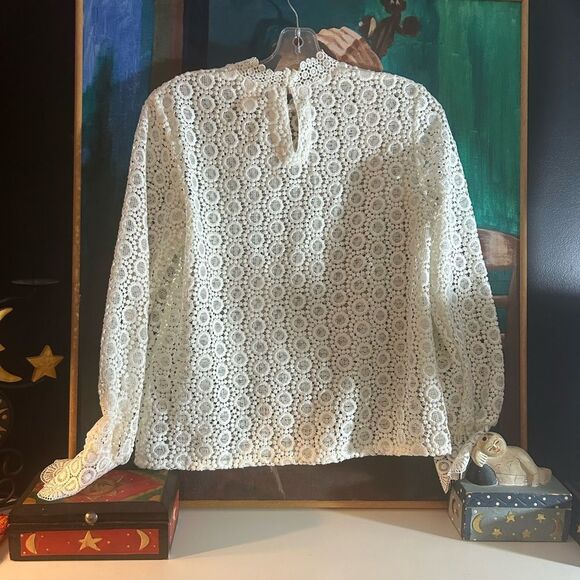 H&M Crochet White Lace Women's Blouse Size 6 - Picture 11 of 16